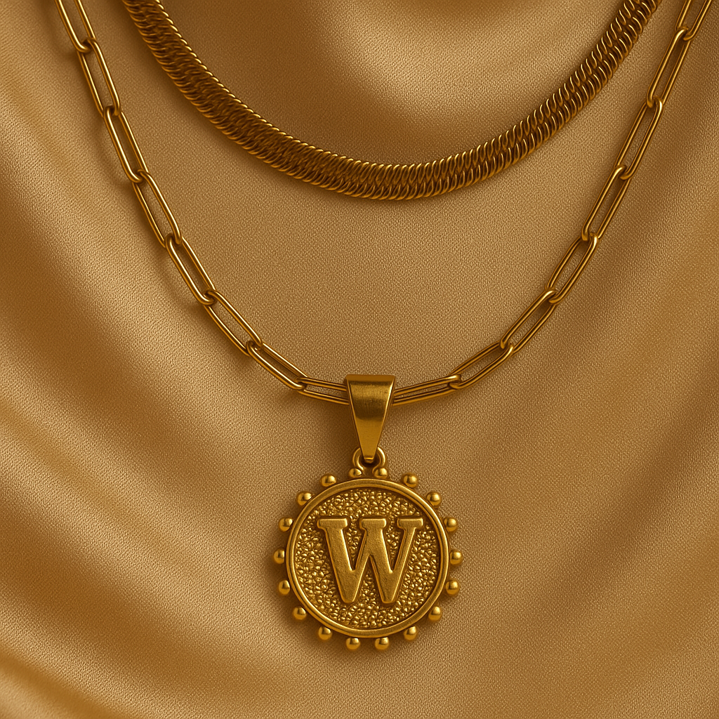 Nuvella Double Chain Initial Necklace