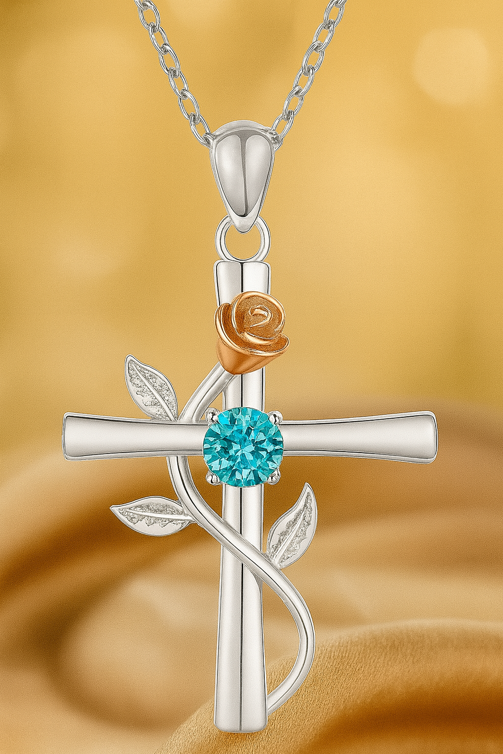 Nuvella Birthstone Cross Necklace