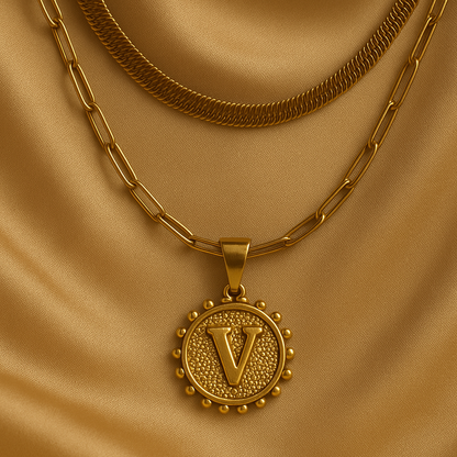 Nuvella Double Chain Initial Necklace
