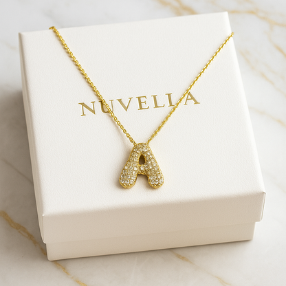 Nuvella Crystal Bubble Initial Necklace