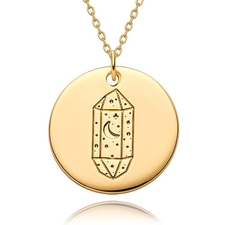 Constellation Disc Coin Necklace 18K Gold Plated Dainty 12 Constellation Personalized Pendant Necklace Gifts