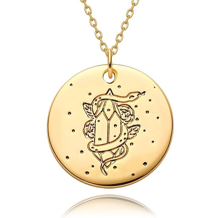 Constellation Disc Coin Necklace 18K Gold Plated Dainty 12 Constellation Personalized Pendant Necklace Gifts