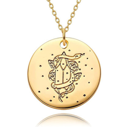 Constellation Disc Coin Necklace 18K Gold Plated Dainty 12 Constellation Personalized Pendant Necklace Gifts