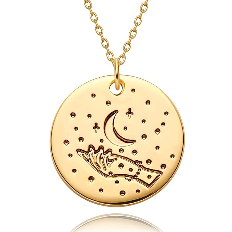 Constellation Disc Coin Necklace 18K Gold Plated Dainty 12 Constellation Personalized Pendant Necklace Gifts