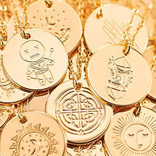 Constellation Disc Coin Necklace 18K Gold Plated Dainty 12 Constellation Personalized Pendant Necklace Gifts