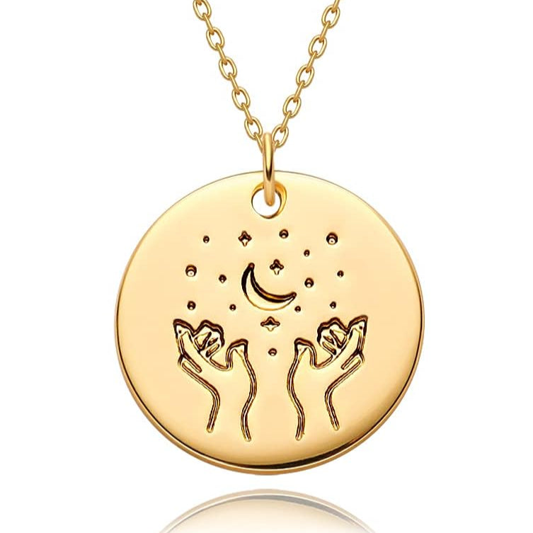 Constellation Disc Coin Necklace 18K Gold Plated Dainty 12 Constellation Personalized Pendant Necklace Gifts
