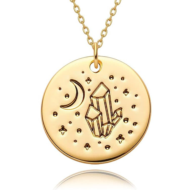 Constellation Disc Coin Necklace 18K Gold Plated Dainty 12 Constellation Personalized Pendant Necklace Gifts
