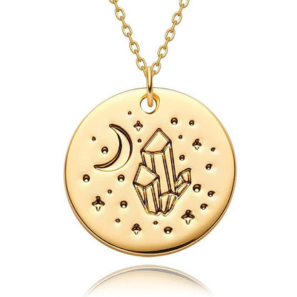 Constellation Disc Coin Necklace 18K Gold Plated Dainty 12 Constellation Personalized Pendant Necklace Gifts