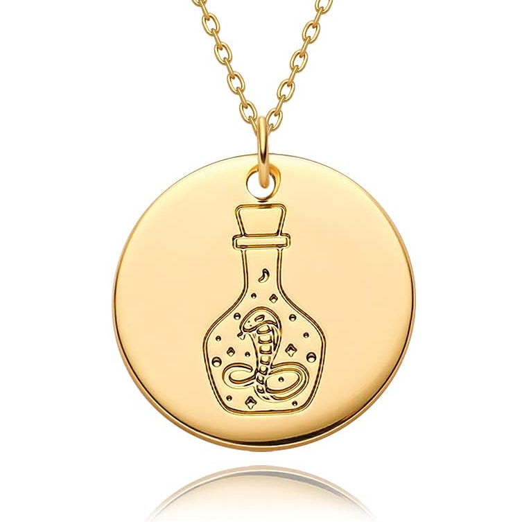 Constellation Disc Coin Necklace 18K Gold Plated Dainty 12 Constellation Personalized Pendant Necklace Gifts