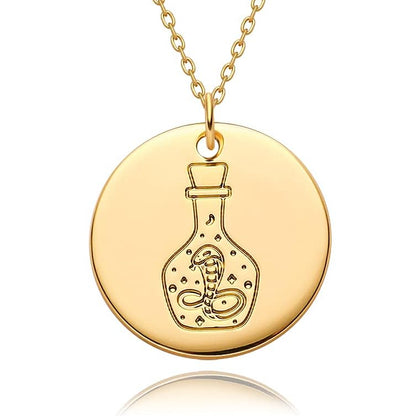 Constellation Disc Coin Necklace 18K Gold Plated Dainty 12 Constellation Personalized Pendant Necklace Gifts