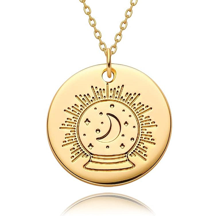 Constellation Disc Coin Necklace 18K Gold Plated Dainty 12 Constellation Personalized Pendant Necklace Gifts