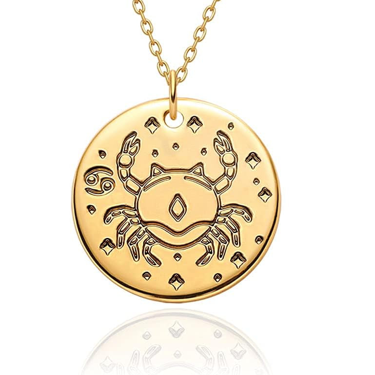 Constellation Disc Coin Necklace 18K Gold Plated Dainty 12 Constellation Personalized Pendant Necklace Gifts