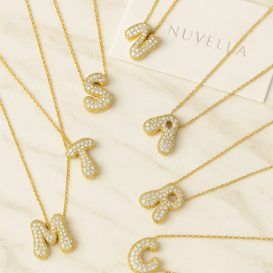 Nuvella Crystal Bubble Initial Necklace