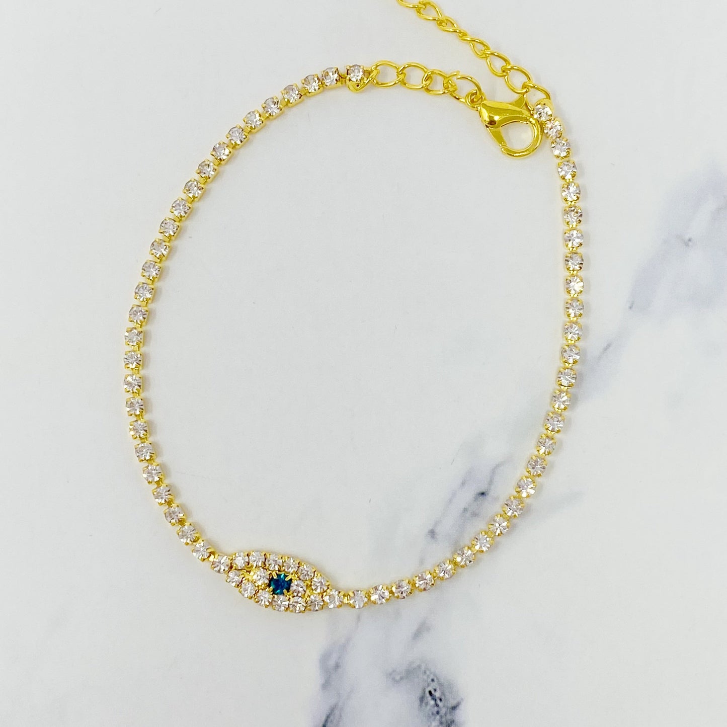 Nuvella Sparkle Evil Eye Anklet