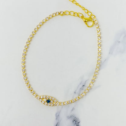Nuvella Sparkle Evil Eye Anklet