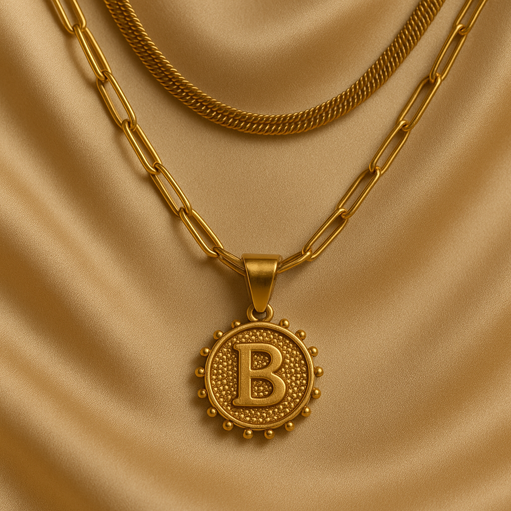 Nuvella Double Chain Initial Necklace