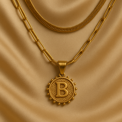 Nuvella Double Chain Initial Necklace