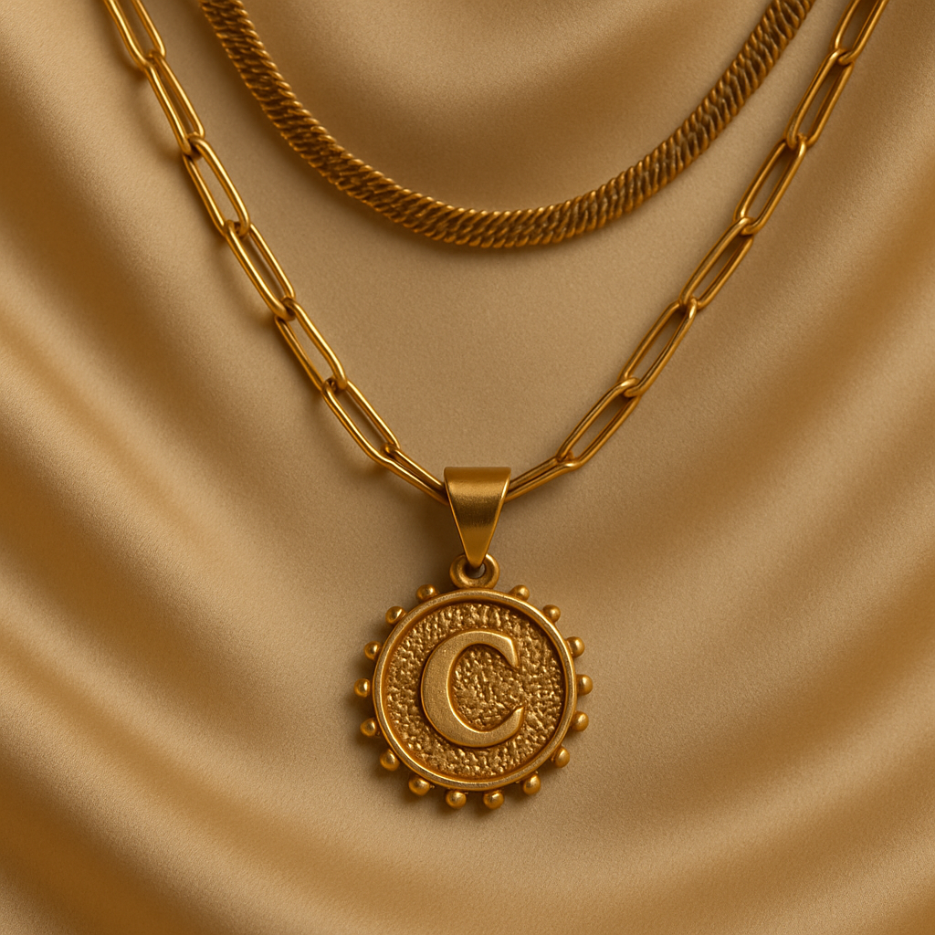 Nuvella Double Chain Initial Necklace