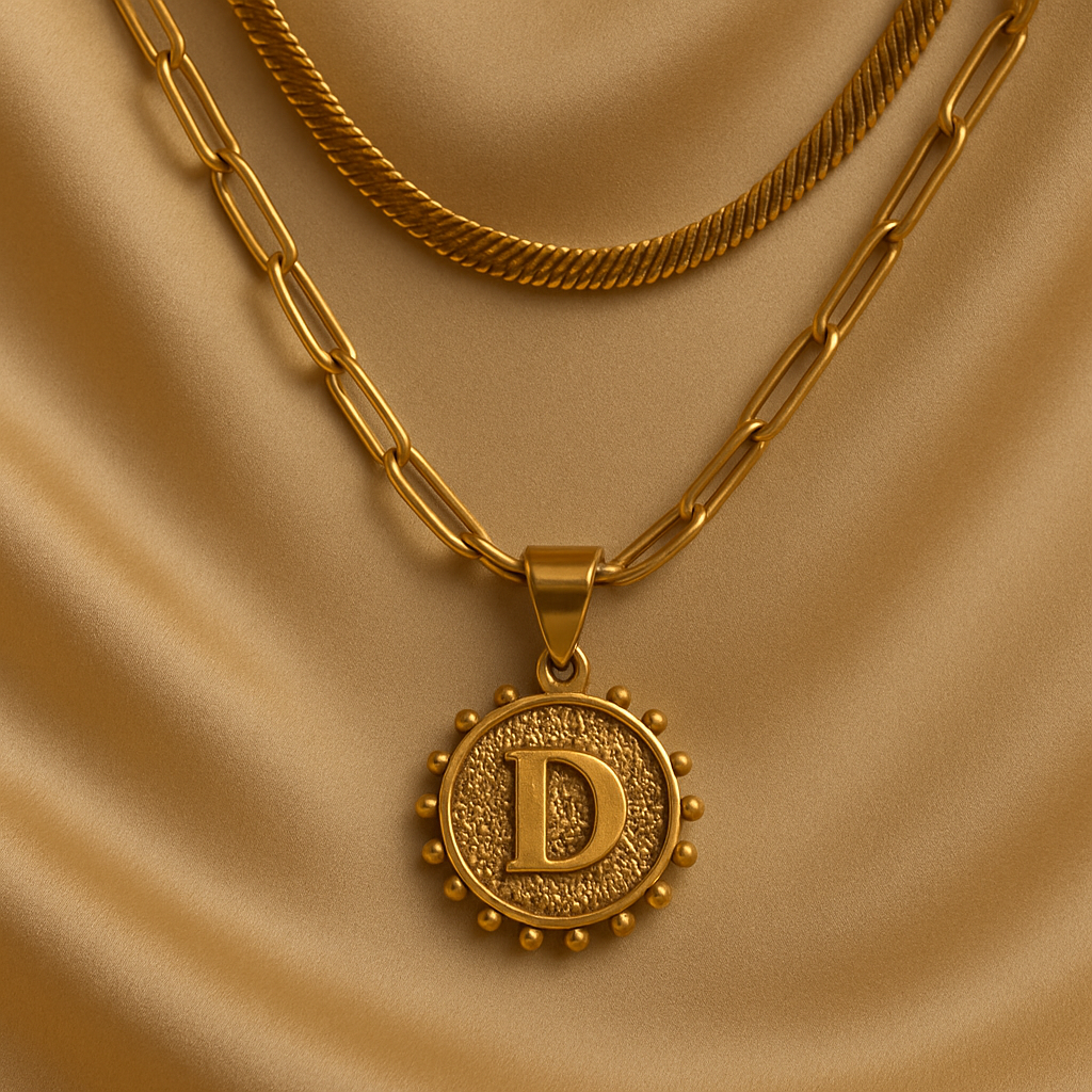 Nuvella Double Chain Initial Necklace