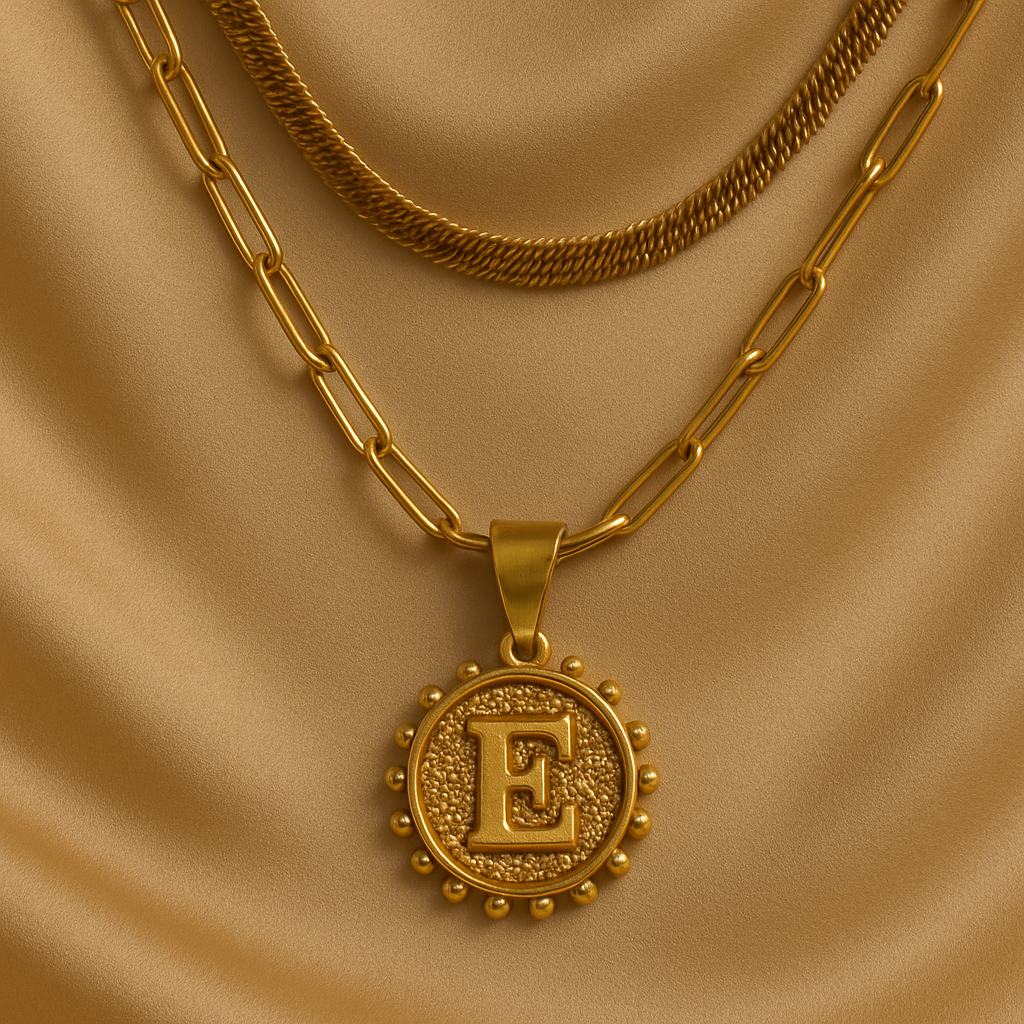 Nuvella Double Chain Initial Necklace