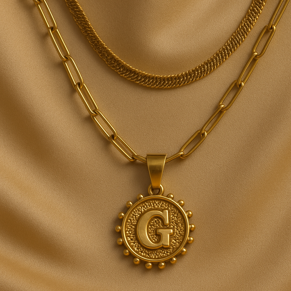 Nuvella Double Chain Initial Necklace