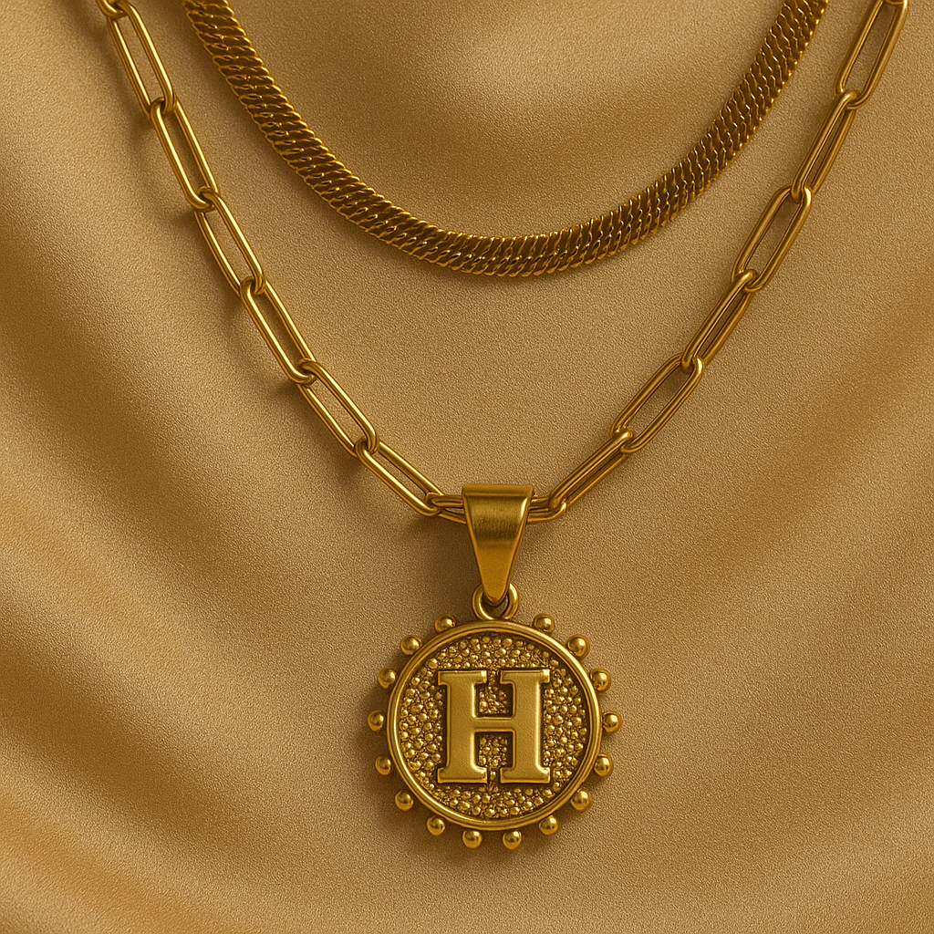 Nuvella Double Chain Initial Necklace