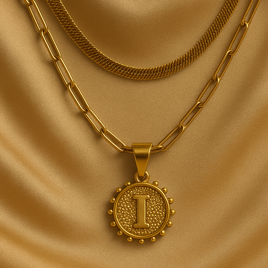 Nuvella Double Chain Initial Necklace
