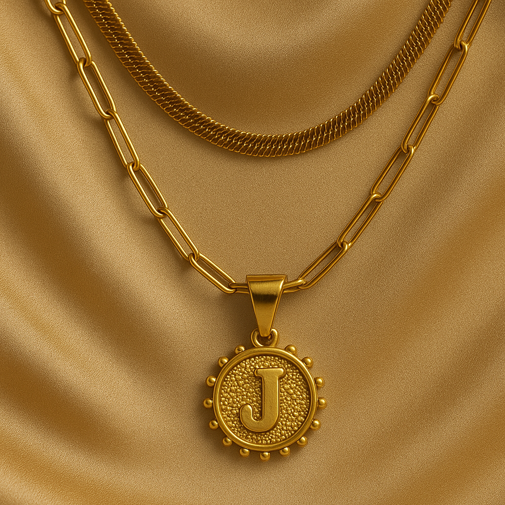Nuvella Double Chain Initial Necklace