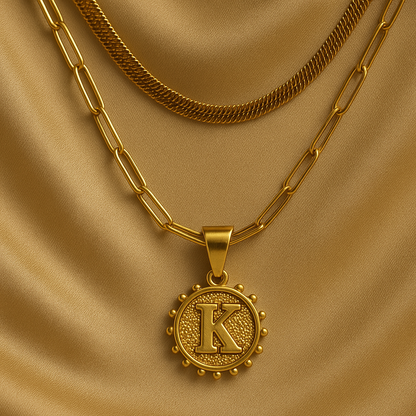 Nuvella Double Chain Initial Necklace