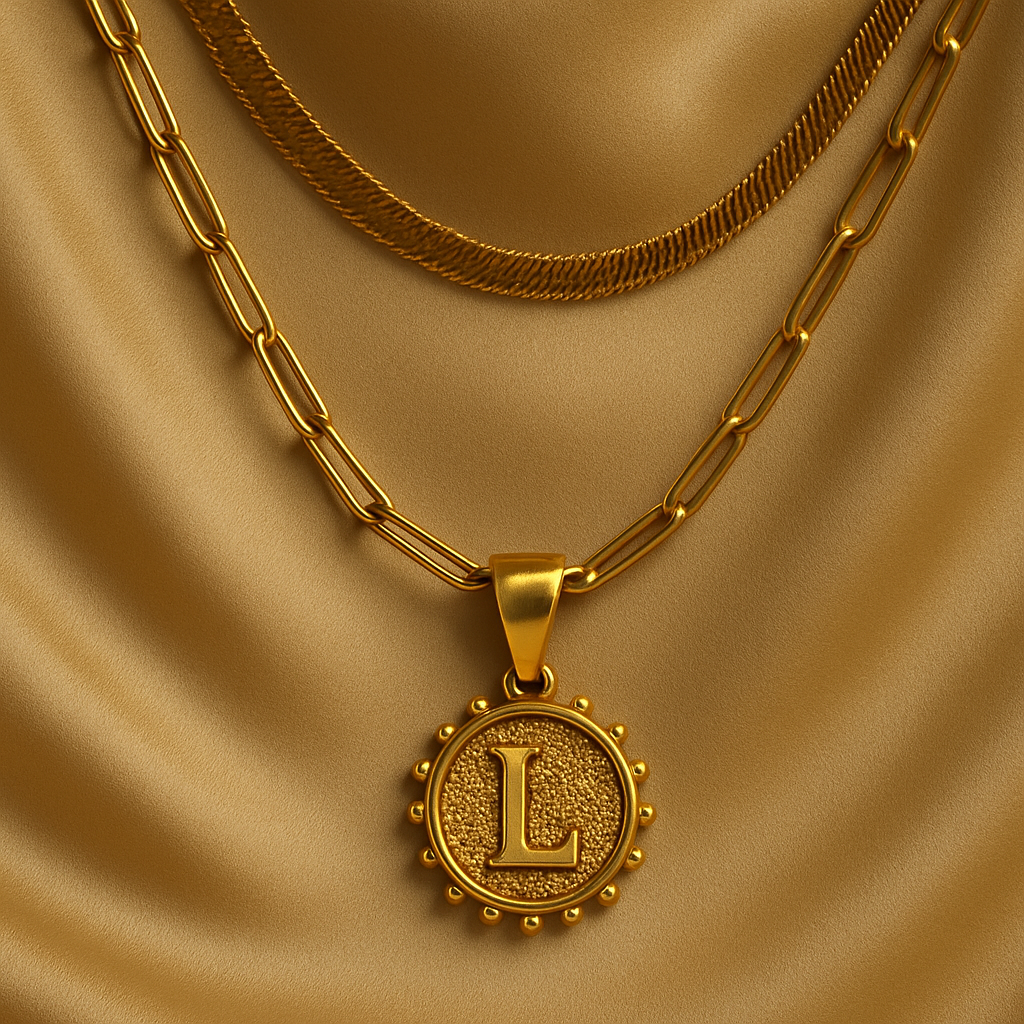 Nuvella Double Chain Initial Necklace