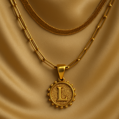 Nuvella Double Chain Initial Necklace
