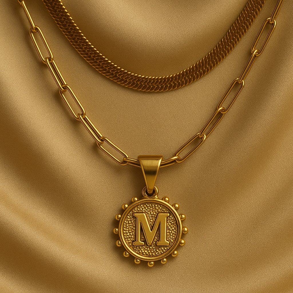 Nuvella Double Chain Initial Necklace