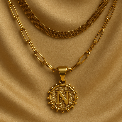 Nuvella Double Chain Initial Necklace