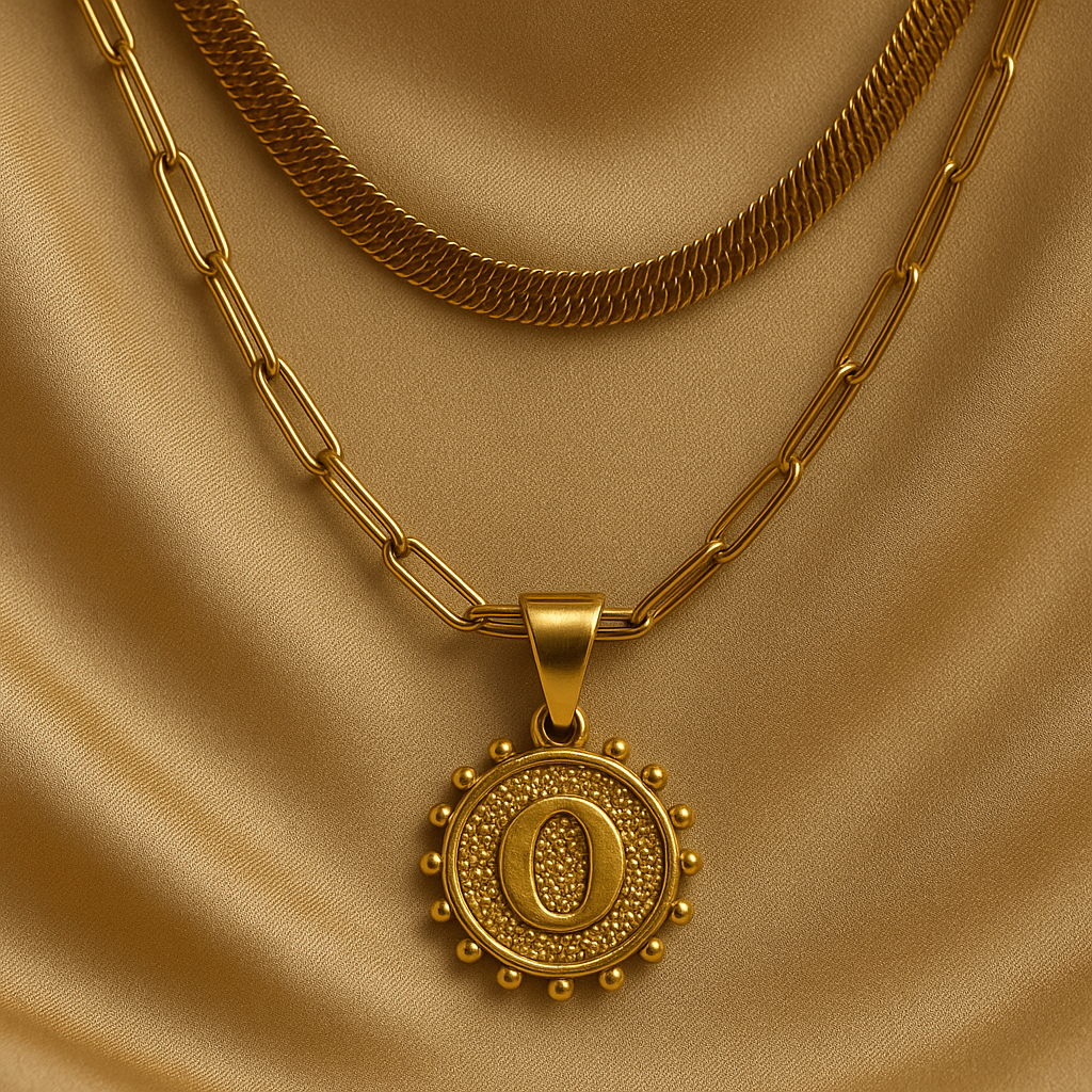 Nuvella Double Chain Initial Necklace