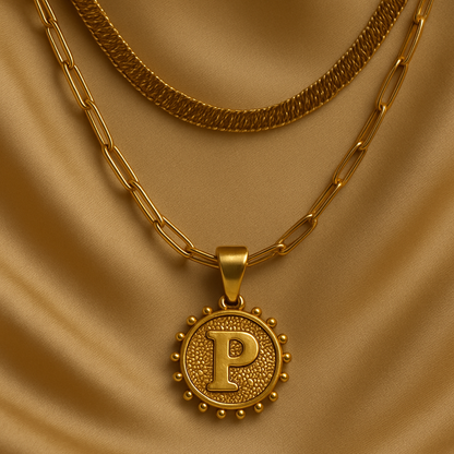 Nuvella Double Chain Initial Necklace