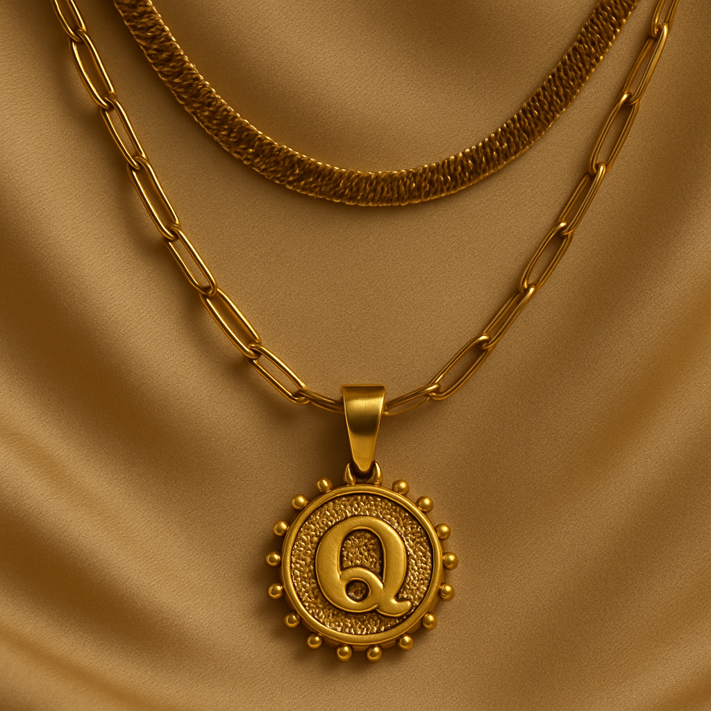 Nuvella Double Chain Initial Necklace