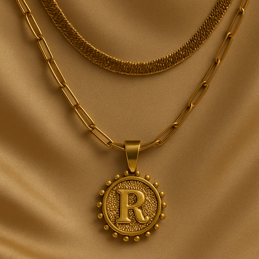 Nuvella Double Chain Initial Necklace