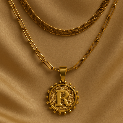 Nuvella Double Chain Initial Necklace