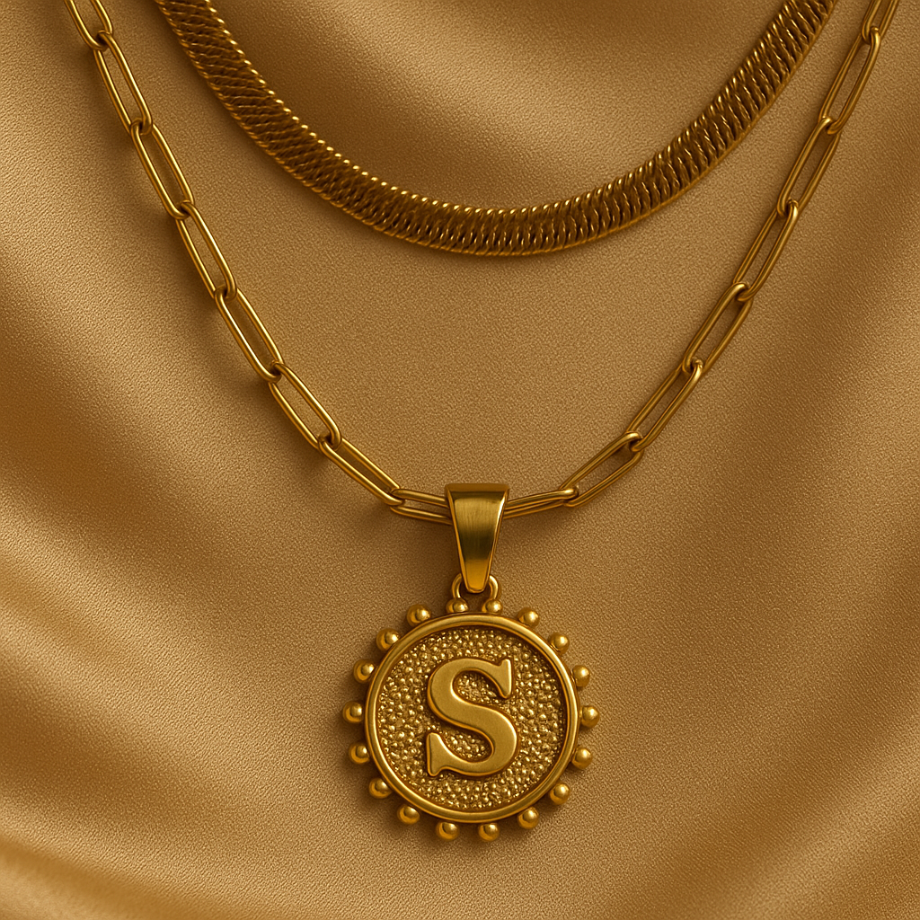 Nuvella Double Chain Initial Necklace