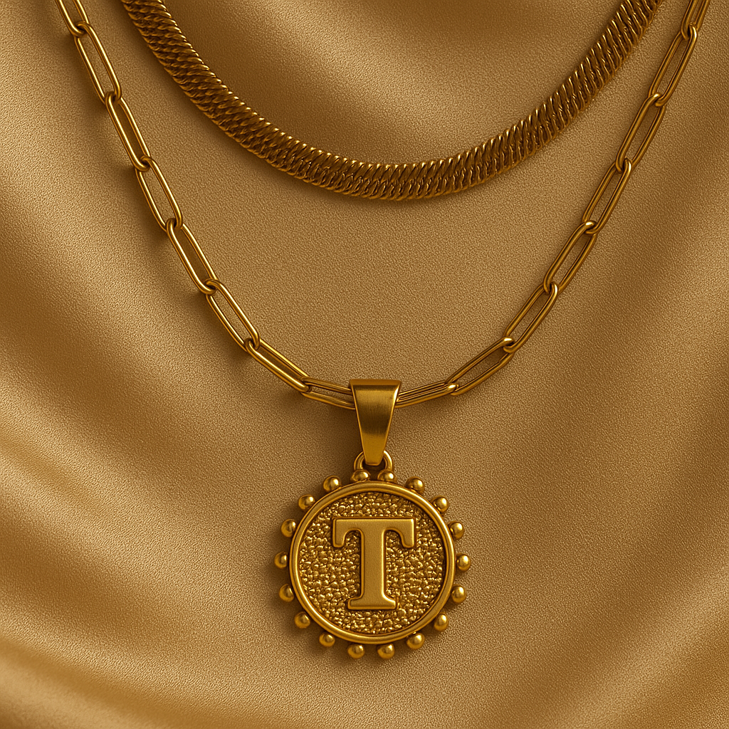 Nuvella Double Chain Initial Necklace