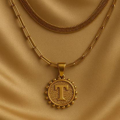 Nuvella Double Chain Initial Necklace