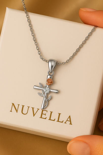 Nuvella Birthstone Cross Necklace