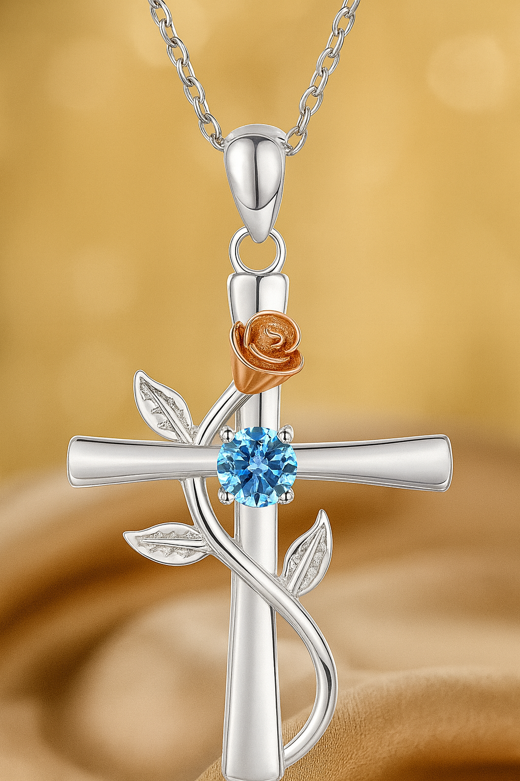 Nuvella Birthstone Cross Necklace