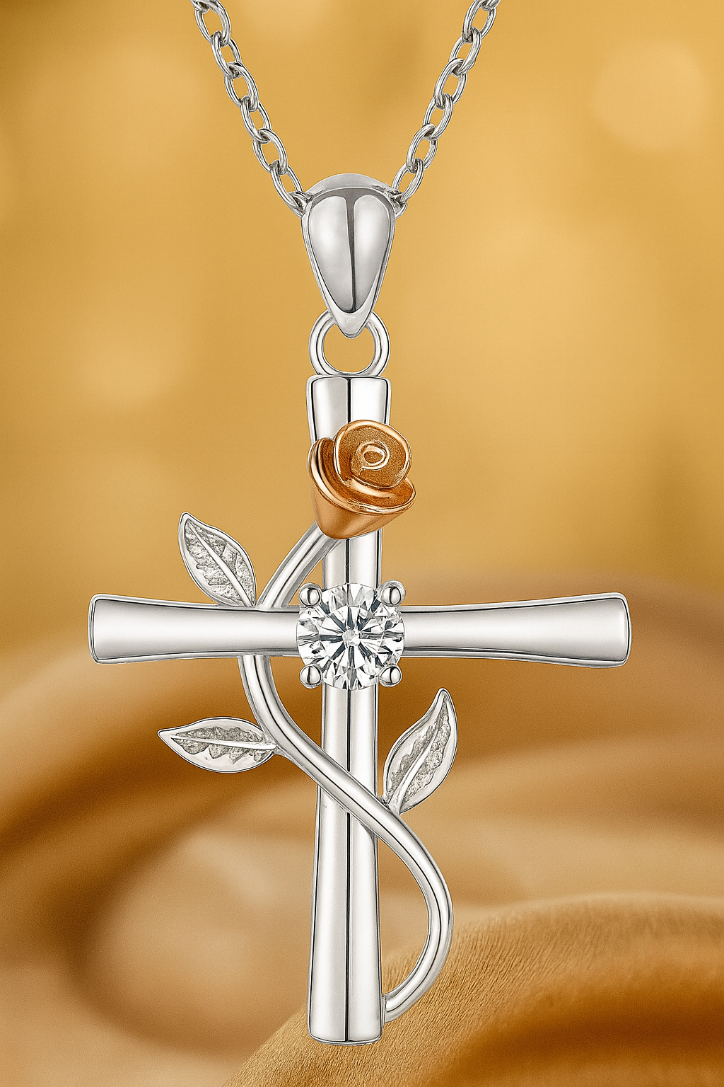 Nuvella Birthstone Cross Necklace