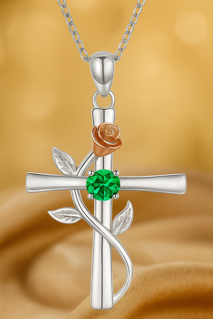 Nuvella Birthstone Cross Necklace