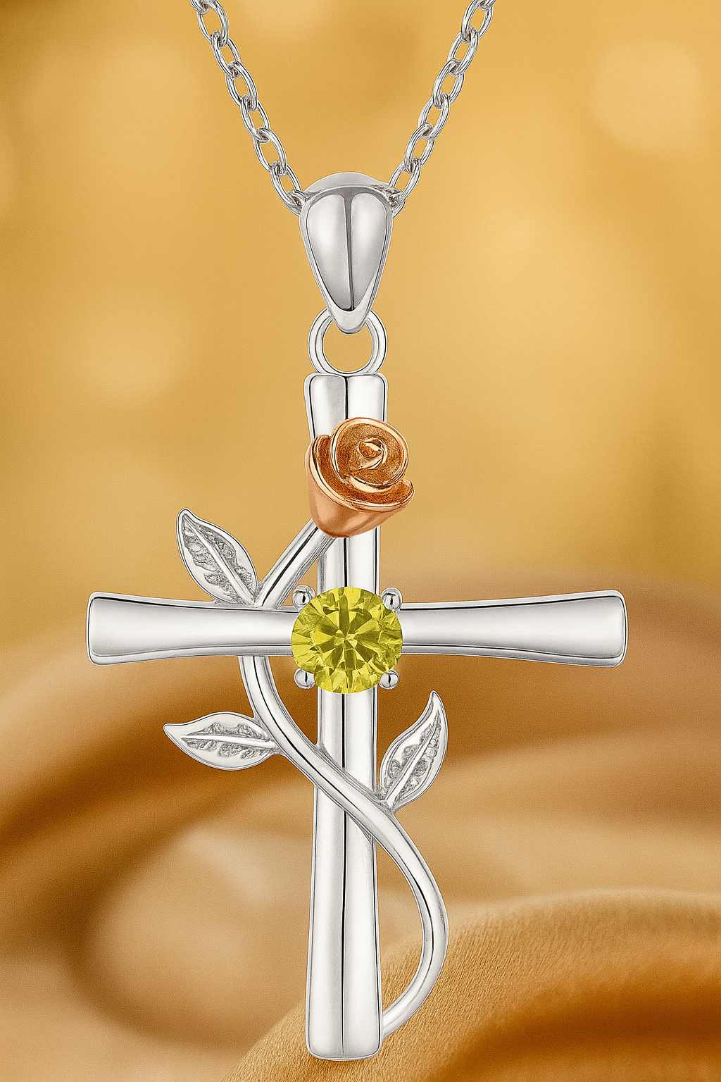 Nuvella Birthstone Cross Necklace