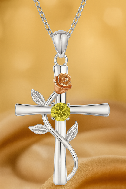 Nuvella Birthstone Cross Necklace