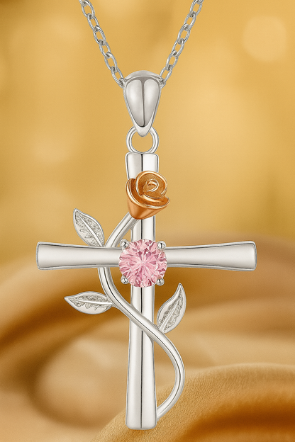 Nuvella Birthstone Cross Necklace