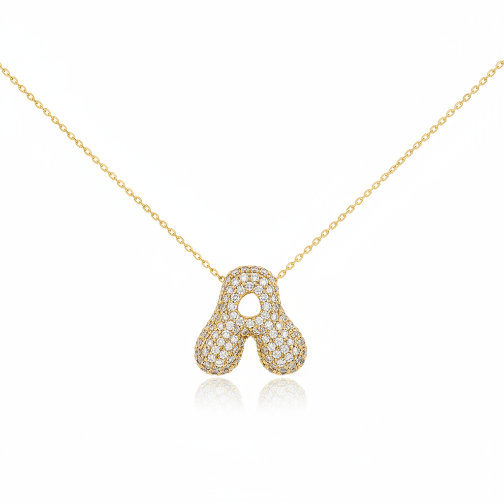 Nuvella Crystal Bubble Initial Necklace