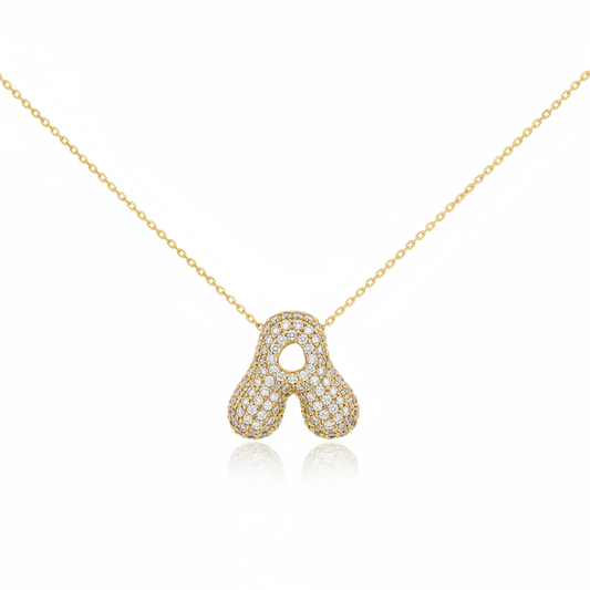 Nuvella Crystal Bubble Initial Necklace